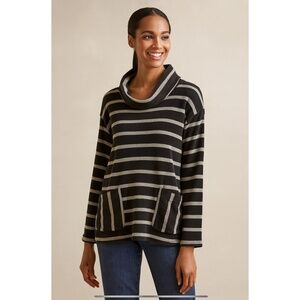 KOMIL LUCCA TOP STRIPED COTTON FRONT POCKETS BREATHABLE CASUAL WEEKEND WEAR M